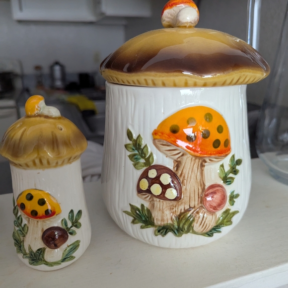 Whimsical Orange and Brown Ceramic Mushroom Art - Picture 2 of 11